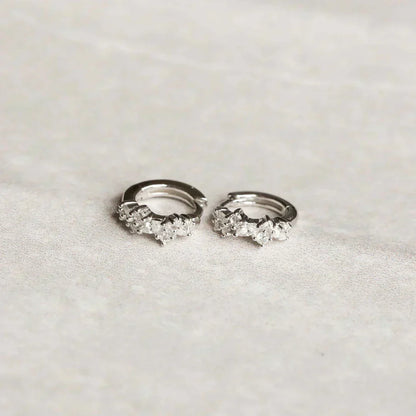 Crystal Cluster Huggies | White Gold